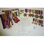 WW2 five medal group, inc. the Africa and Italy star with matching miniature medal group, together