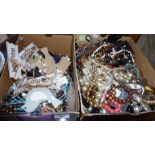 Two boxes of costume jewellery