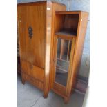 1930's Art Deco mahogany cabinet with two doors flanked by glazed doors enclosing storage shelves,