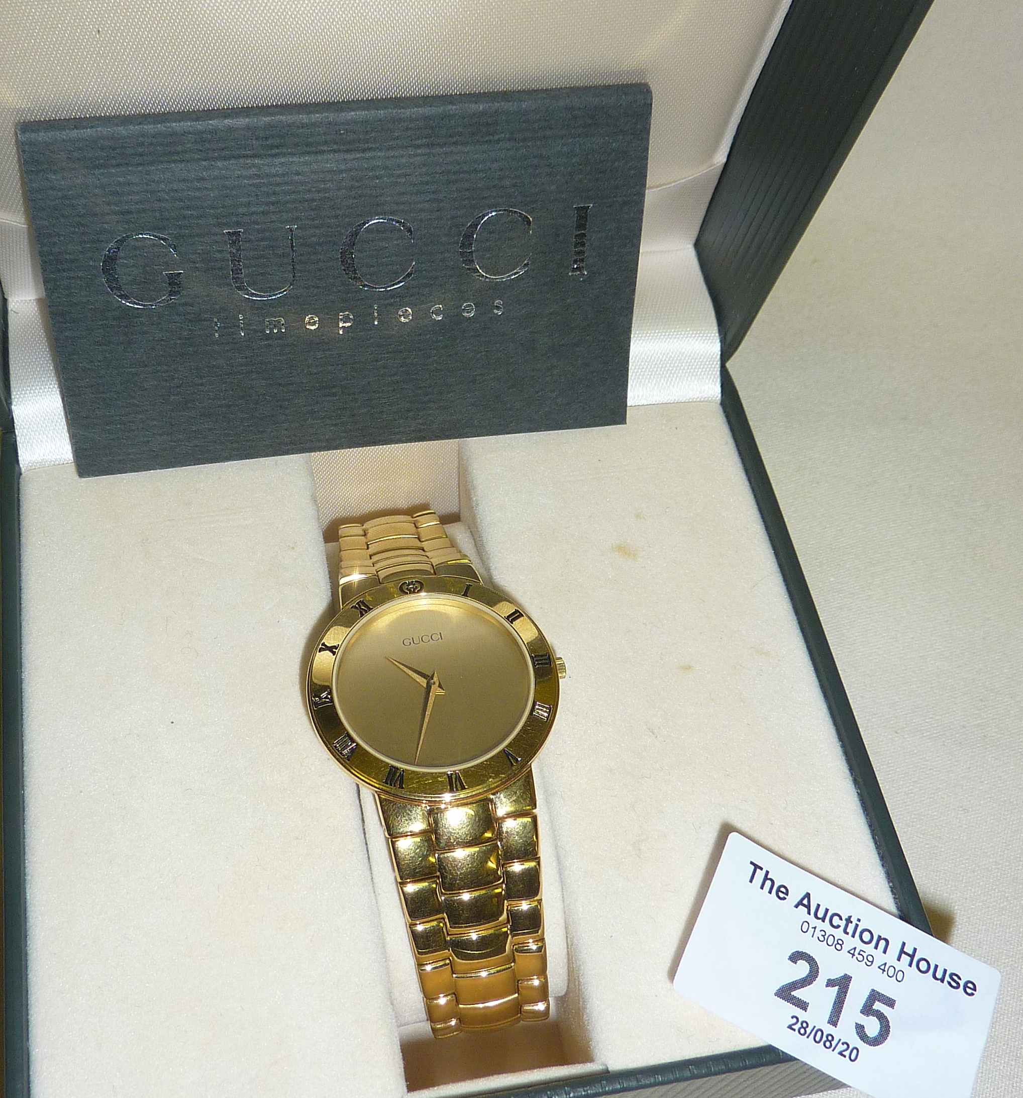 Vintage Gucci 18k gold-plated Champagne ladies wrist watch, very good condition, in box