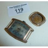 Two 9ct gold watch cases, combined weight approx. 25g