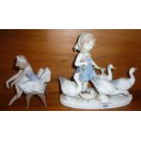 Lladro ballerina on stool and similar goose girl