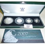 Royal Mint 2007 Britannia Collection silver proof four coin set in case