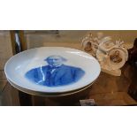 Pair of 19th c. blue and white round porcelain plaques depicting Gladstone and John Bright, and a
