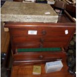 Mahogany table top chest of drawers made for a fountain pen collection, together with The Stephens