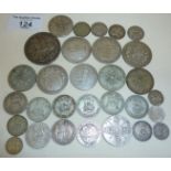 Assorted old silver coins, inc. a 1935 Crown, approx. 7.5 oz
