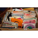 Large box of assorted vinyl single records