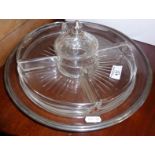 1920's French silver mounted glass hors d'oeuvre dishes on tray