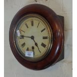 Victorian wall clock in mahogany case, 6.5' dial