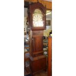 19th c. longcase clock with arched painted dial by William Bishop of Trowbridge, the 8-day