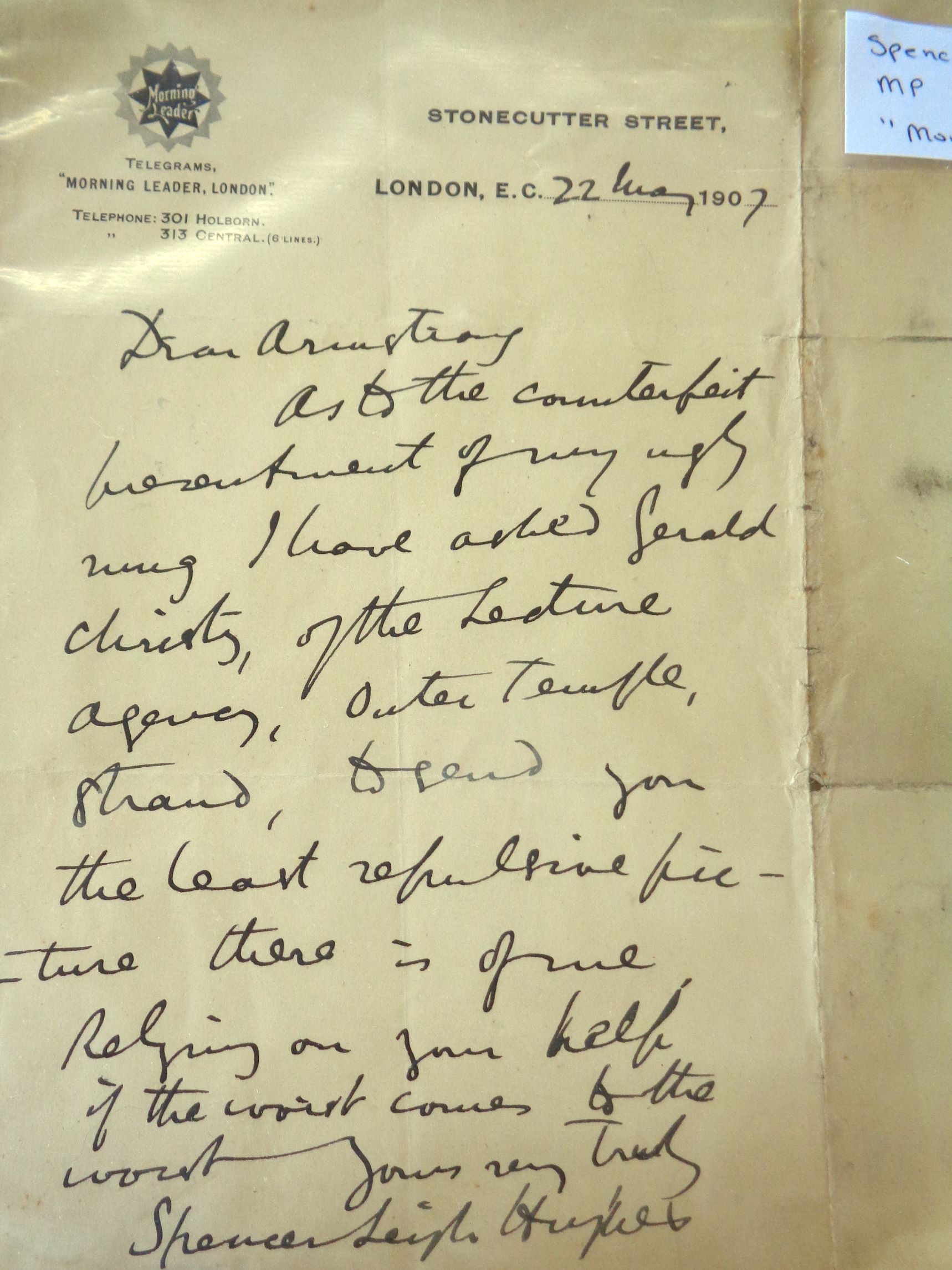 Assorted early 20th c. letters and notes from various journalists, authors, politicians etc. - Image 3 of 18