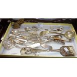 Assorted silver plated cutlery - ornate spoons, bread fork etc.