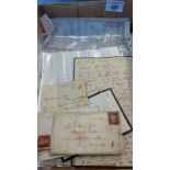 Assorted 19th c. correspondence and envelopes including a poignant 1810 letter from a destitute
