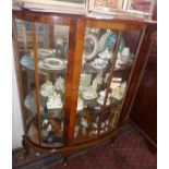 1930s bowfront walnut china cabinet