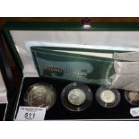 Royal Mint 2003 cased silver proof Britannia collection of four coins and COA