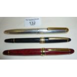 925 silver cased Ted Lapidus fountain pen, and two other pens