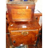 A "Paragon" wooden first aid cabinet and walnut veneered small cupboard