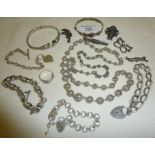 Vintage and antique silver jewellery, most hallmarked or marked as 925, inc. heavy silver chain