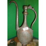 Persian silvered copper ewer coffee pot