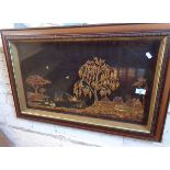 Large Oriental relief picture made from amber stones