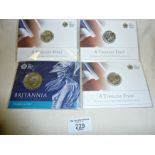 Royal Mint Britannia 2015 UK £50 fine silver coin in packet together with three George and the