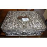 Silver plated jewellery box decorated with an Art Nouveau style foliate pattern