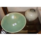 Chinese celadon bowl and a provincial Chinese ginger jar