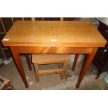 Late Victorian light oak fold-over card table