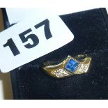 18ct gold diamond and sapphire ring - approx UK size N