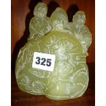 Chinese green hardstone figural carving