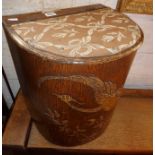 1930's bent ply upholstered stool with storage under