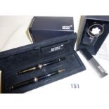 Montblanc Meisterstuck black fountain pen and pencil set in case with boxed Montblanc Mystery