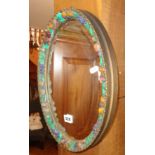 Oval Barbola framed wall mirror