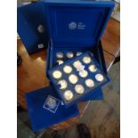 Royal Mint Queen's Diamond Jubilee £5 and $5 proof silver 24-coin collection in box with COA