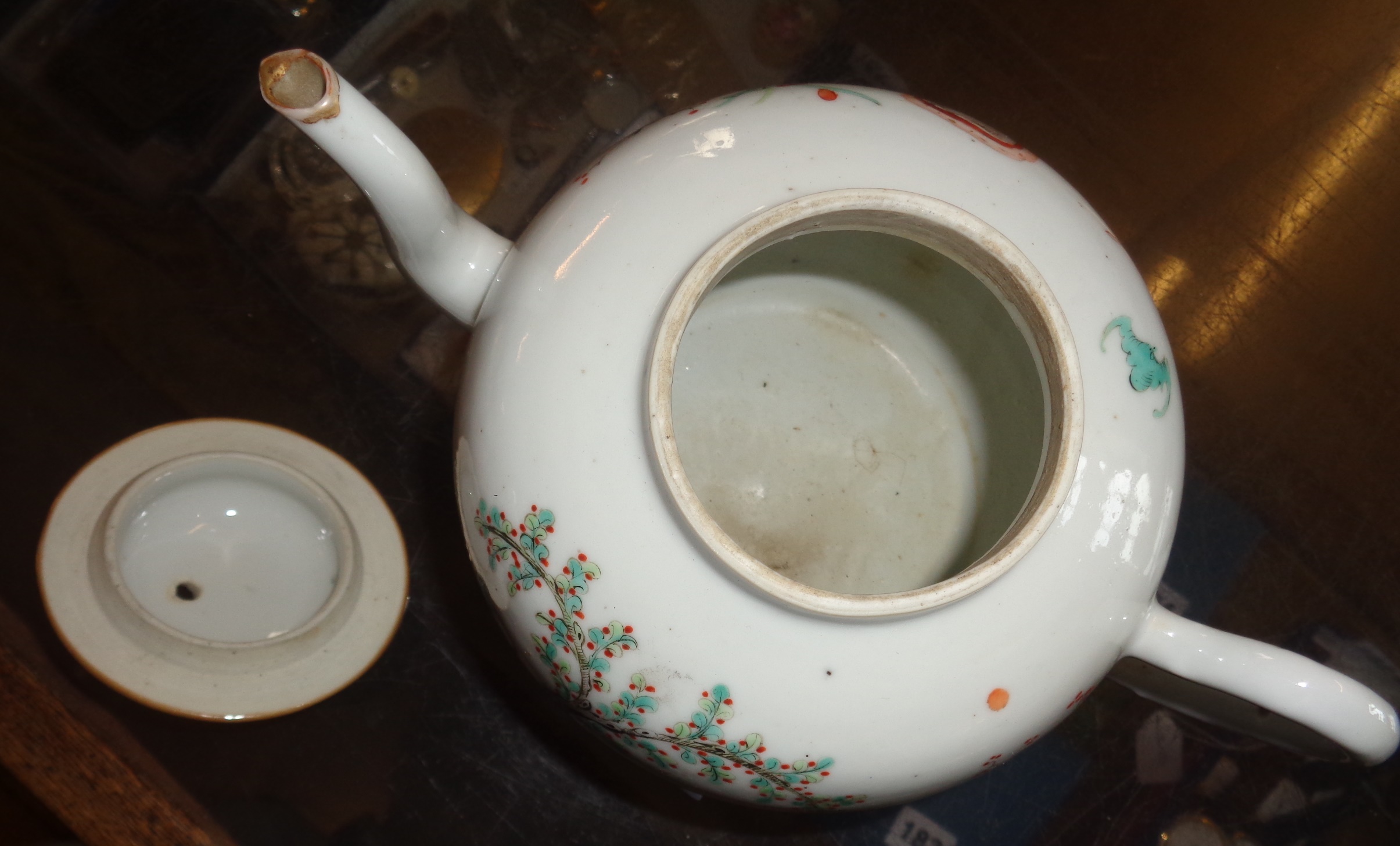 Chinese Famille Rose tea pot, character mark - Image 3 of 9