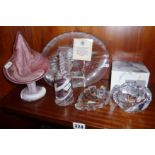 Royal Copenhagen glass candleholder, a Langham Glass House scent bottle and three other glass