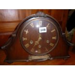 Large Westminster chiming mantle clock with presentation plaque