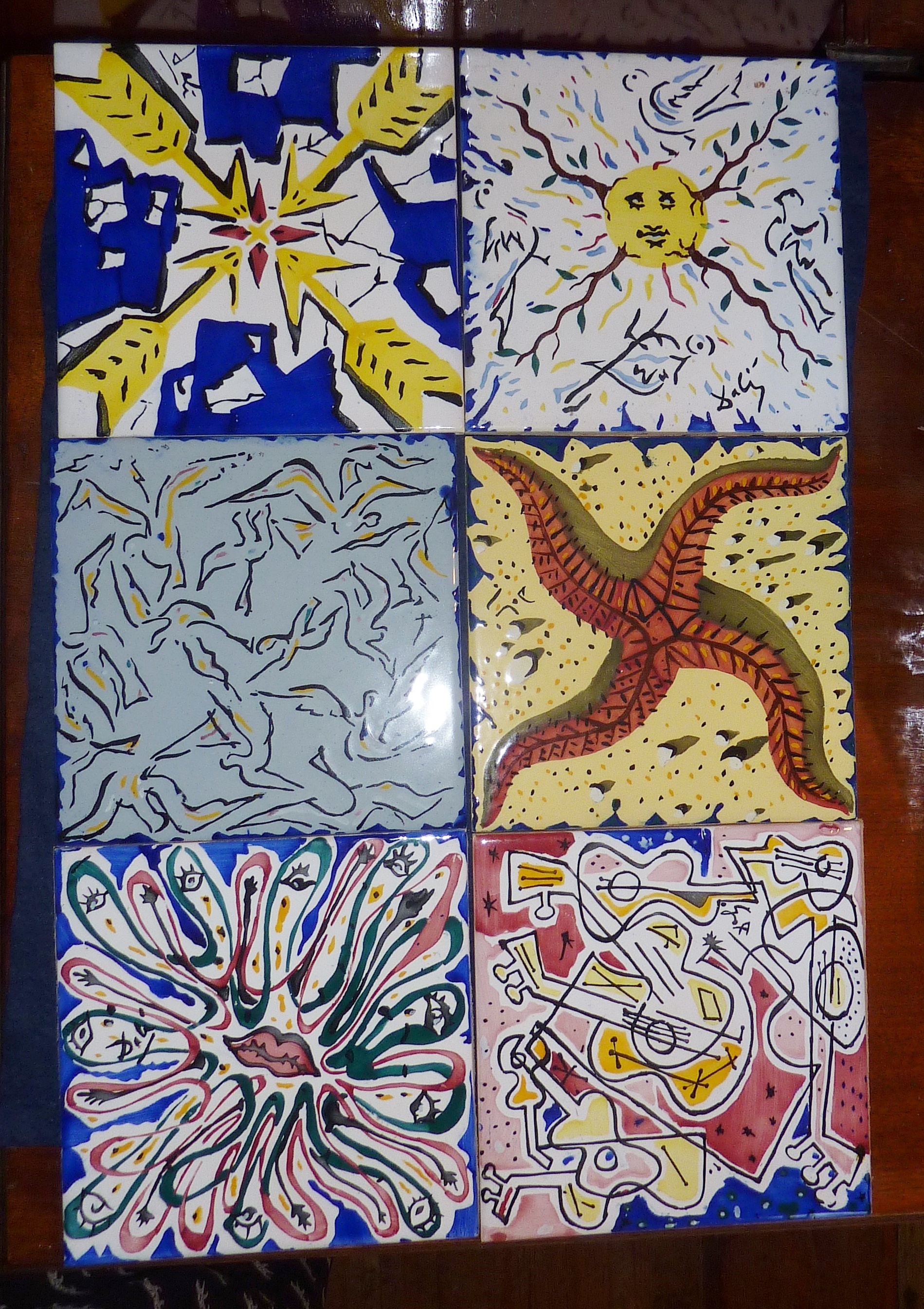 Set of six ceramic tiles - "La Suite Catalane", designed by celebrated Surrealist artist Salvador