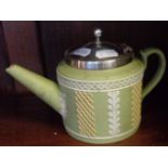 19th c. Wedgwood 3 coloured Jasperware teapot with EPNS lid