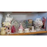 Shelf of assorted china and glass
