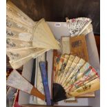 Good selection of ornate antique fans, with cases and retail boxes