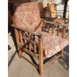 1930's wood framed easy chair bed