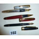 925 silver cased Ted Lapidus fountain pen, and two other pens