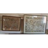 Framed coloured map of "Hiberniae" after William Hole (fl. 1607-1646) 10.5" x 13" plate size, in