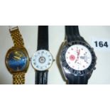 Three men's wrist watches, a Bulova Automatic, and two others