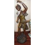 Victorian Art Nouveau spelter figure of girl, signed A. Ruch