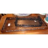 Chinese hardwood tray and another 48cm x 23cm