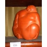 Sculptural earthenware Buddha or Sumo type figure signed as 1958 and Indonesia under base