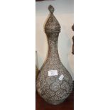 Persian bronze bottle vase with cover