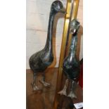 Pair of Chinese bronze standing ducks